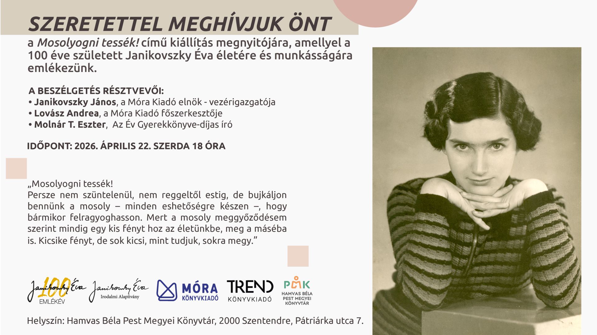 Smile please! – Exhibition opening commemorating Éva Janikovszky's 100th birthday