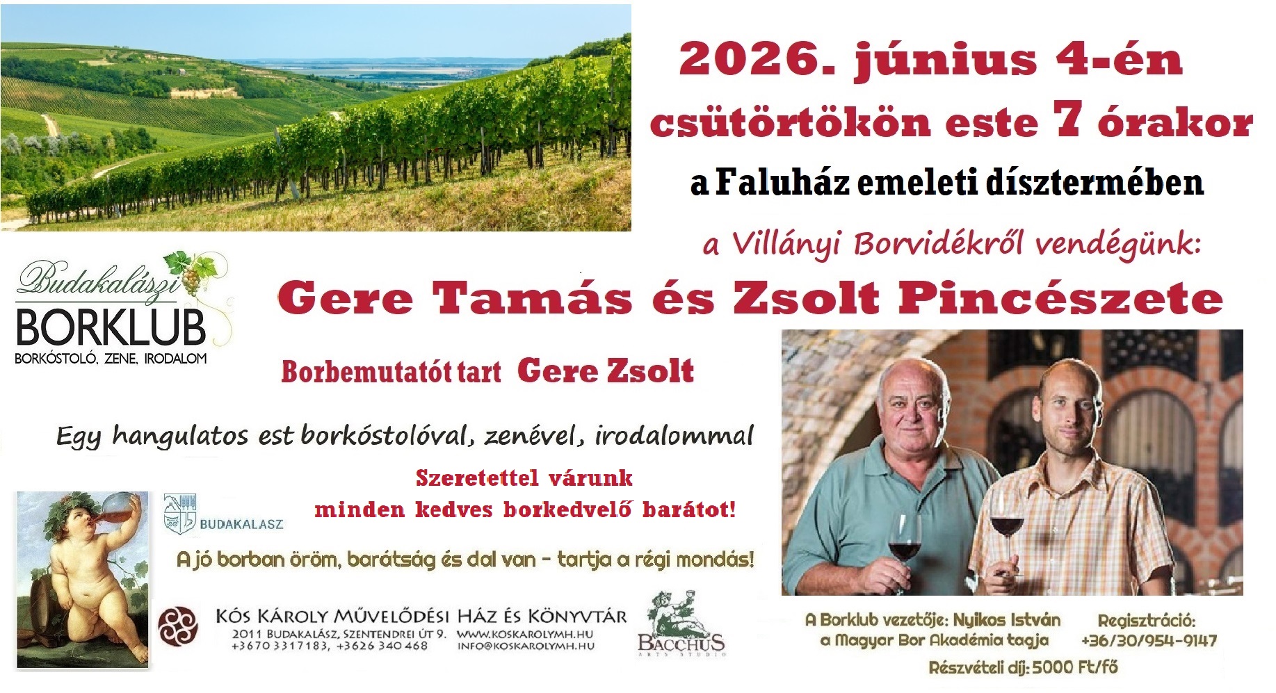 Budakalász Wine Club – Guest: Gere Tamás and Zsolt Winery from Villány Wine Region