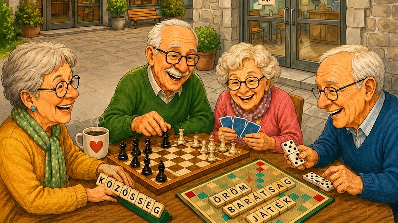 Senior game club at Püspökmajori Library, Szentendre