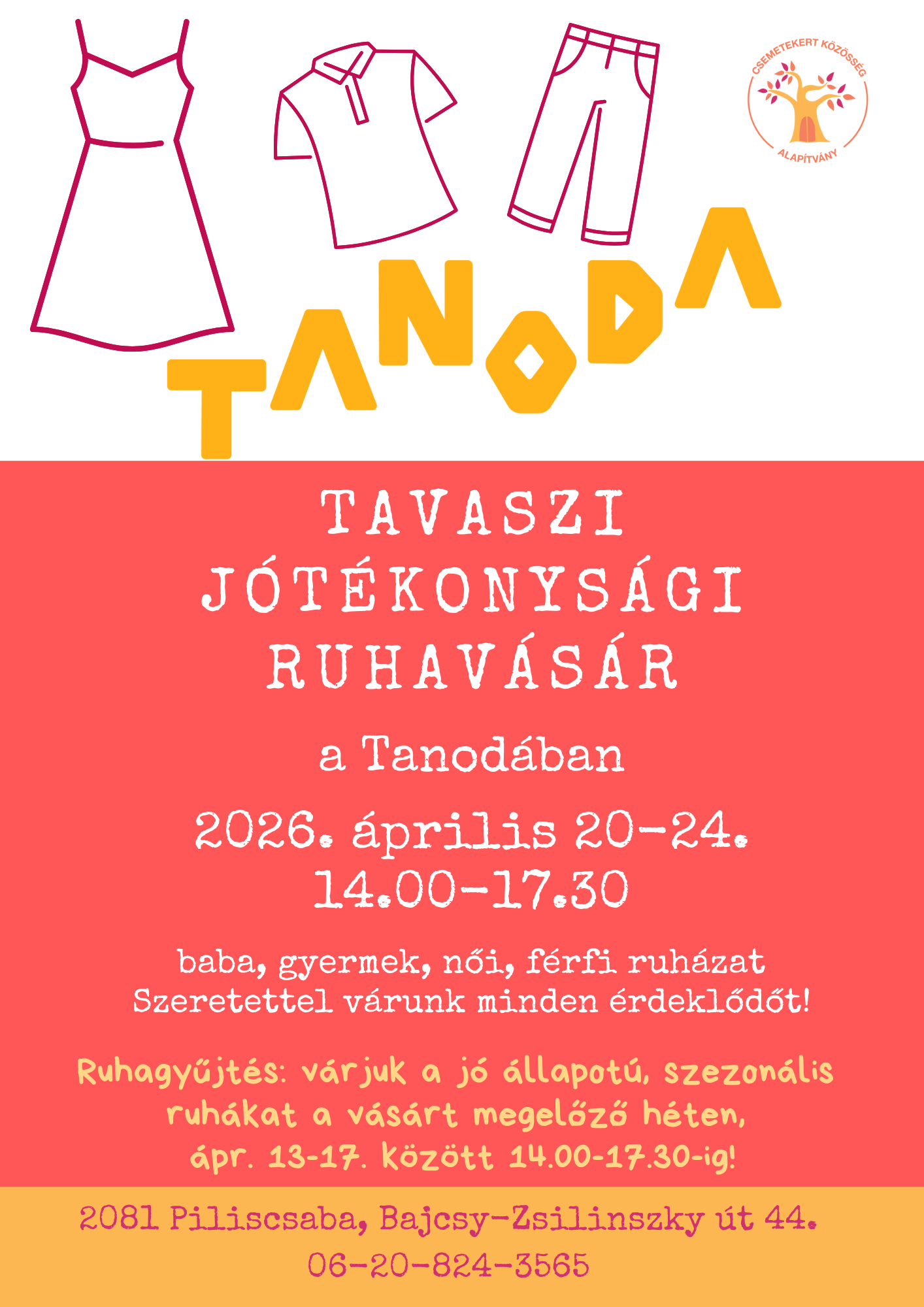 Spring charity clothing sale at the Tanoda